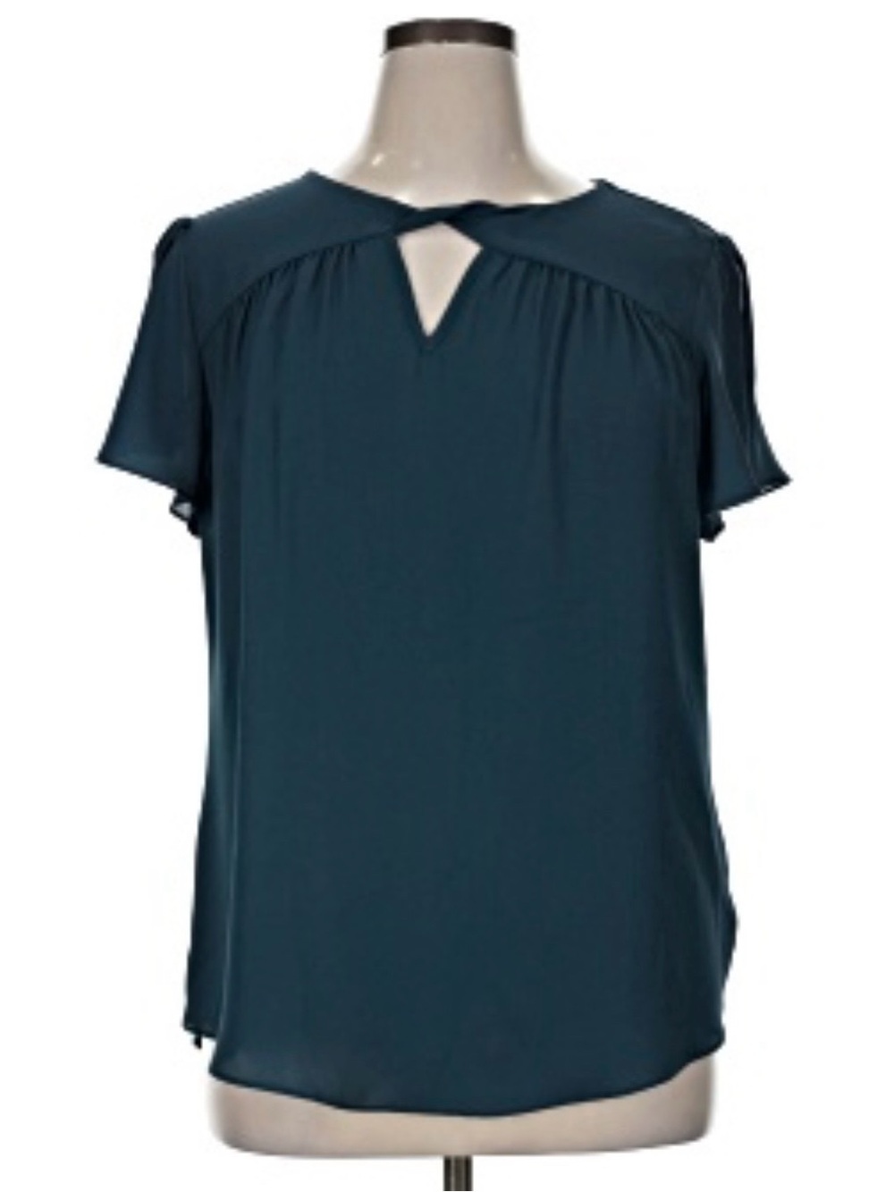 Women's Teal Keyhole Flutter Sleeve Blouse